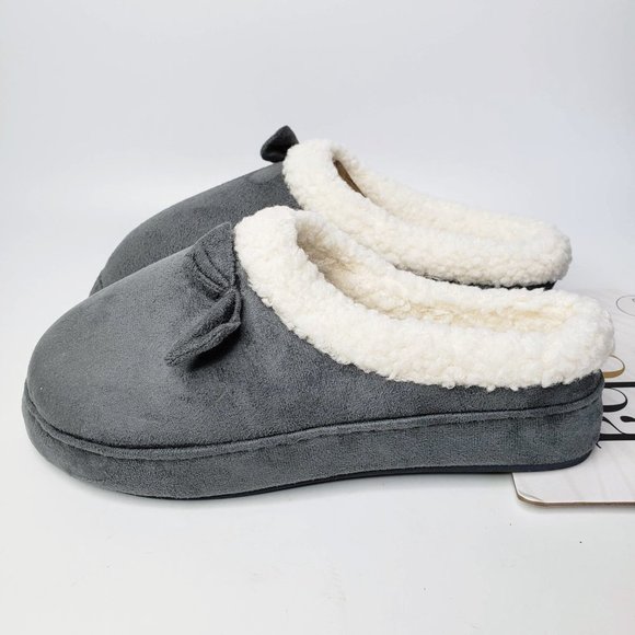 NWT Kooba Grey Bow Front Furry Ankle Memory Foam Slippers M - Picture 3 of 8